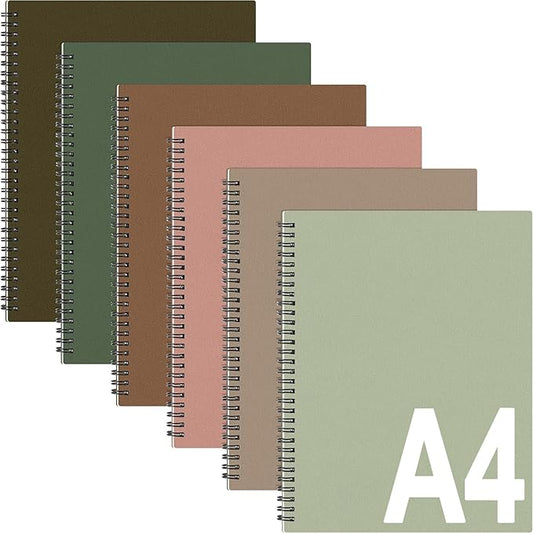 Glenmal 6 Pcs Spiral Notebook for Work A4 8.5 x 11'' College Ruled Spiral Journal Notebook Kraft Cover Ruled Paper, 120 Sheets 240 Pages for Office Study Supplies(Elegant Color)-DeskLoop Office