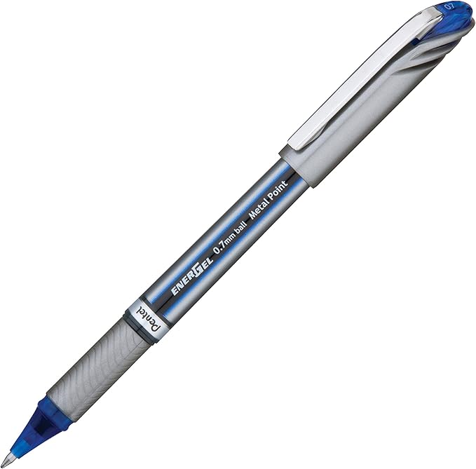 Pentel EnerGel NV 0.7mm Liquid Gel Pen, Medium Line, Blue Ink, Plastic Free Packaging 6 Pack (BL27PF6C)-DeskLoop Office