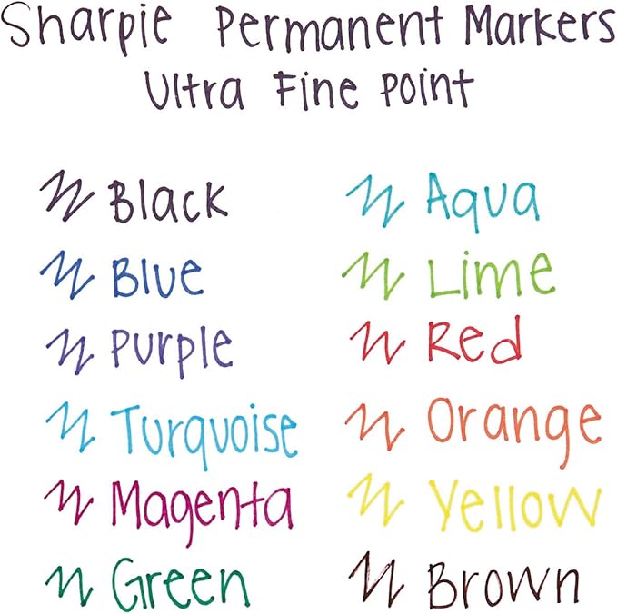 Sharpie Permanent Markers Ultra Fine Point Assorted Colors 12 Count-DeskLoop Office
