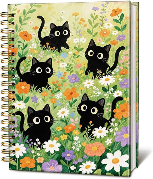LIANHW Cute Cat Journals Notebook, Cute Notebooks for School Aesthetic, Cat Lover Gifts Notebooks for Note Taking, Cat Mom Lady Gifts for Women Journal, Black Kittens Journal 5.5x8.3 Inch-DeskLoop Office