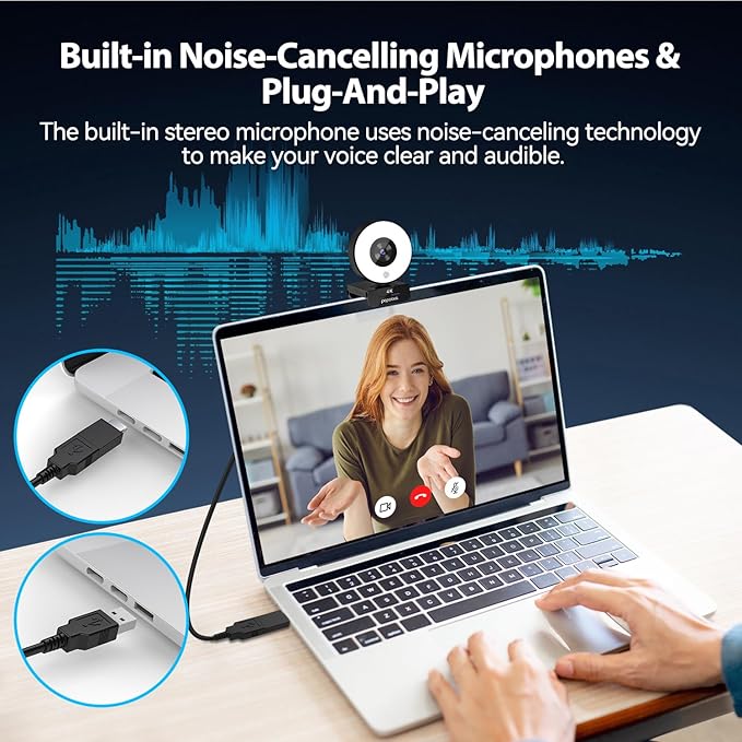 papalook 4K Autofocus Webcam with Light, UHD Web Camera with Remote Control and Dual Noise-Cancelling Mics, Plug and Play USB Webcams for PC Laptop Zoom Skype Teams Google Meet-DeskLoop Office