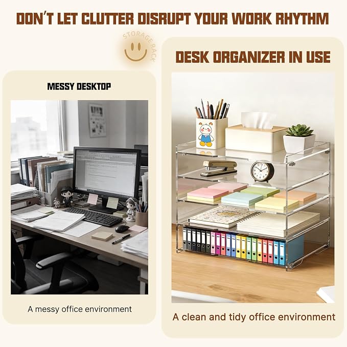 Leffis 5 Tier Acrylic Desk Organizer, Desktop Document Sorter - Image 8