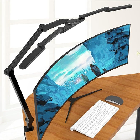 LED Desk Lamp with Clamp, 41.5" Clamp on Architect Desk Lamp for Home Office, 24W Bright Tall Computer LED Table Light Adjustable Overhead Clip on Office Lighting for Work Craft-DeskLoop Office