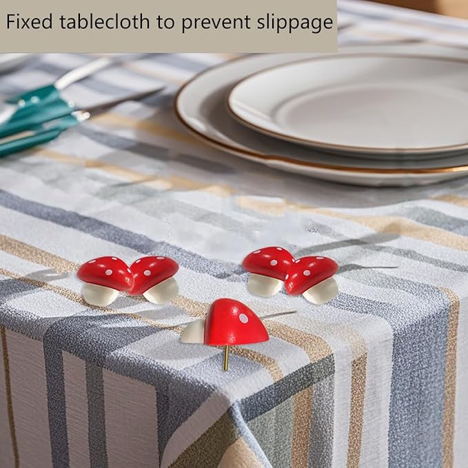 Wooden Mushroom Pushpins, 20pcs Decorative Thumbtack Cute Thumb Nails Mushroom Thumb Tacks for Home Office Classroom Photos Wall, Maps, Bulletin Board, Cork Boards Hanging Posters-DeskLoop Office