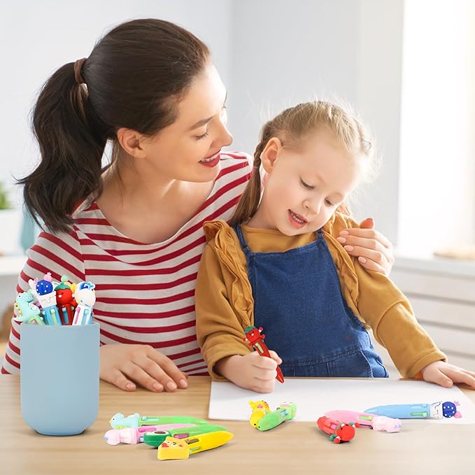 LiYiQ 25 PCS Multicolor Pen in One Fun 4-in-1 Cute Pens Bulk Kawaii Cool Ballpoint Pens for Kids Fun Gifts-DeskLoop Office