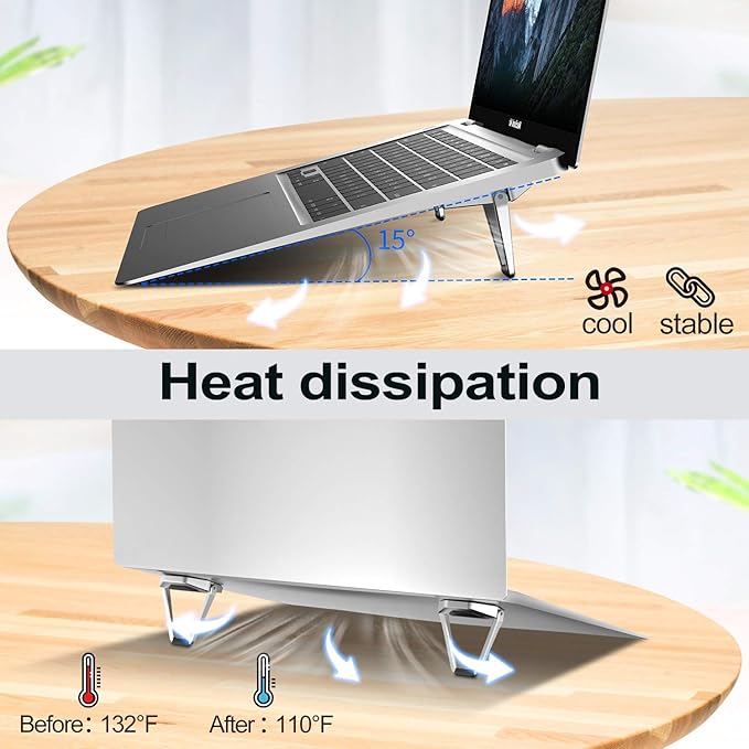 Laptop Stand for Desk, Portable Anti-Slip Keyboard Riser, Zinc Alloy Keyboard Stands, Computer Stand Compatible with MacBook Air/Pro, 10-15.6 Inches Laptops and Keyboards (Sliver)-DeskLoop Office