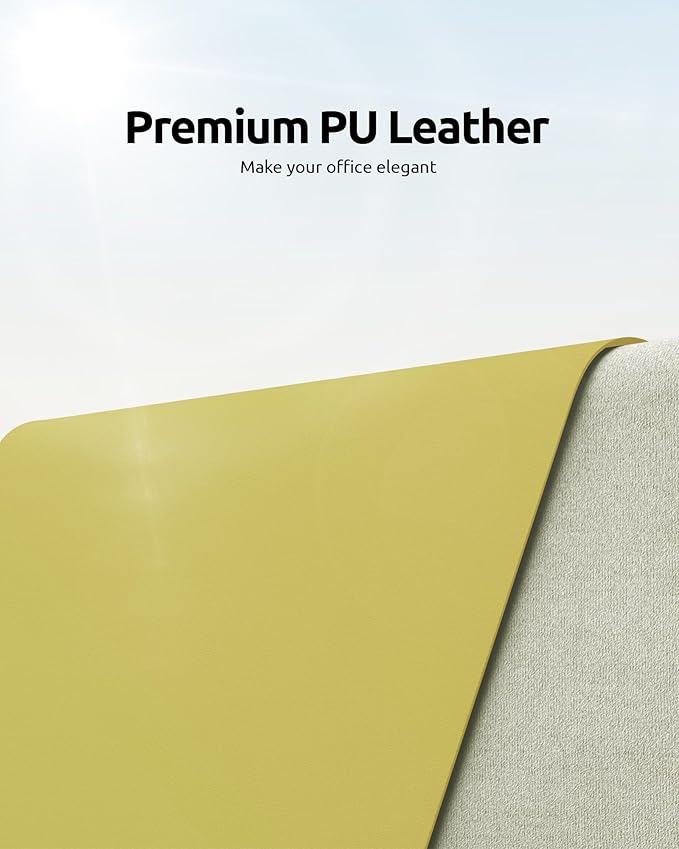 YSAGi Leather Desk Protector, Office Mat, Large Mouse Mat, Non-Slip PU Leather Blotter, Laptop Desk Pad, Waterproof Writing Pad for Office and Home (Olive Green, 35.4" x 17")