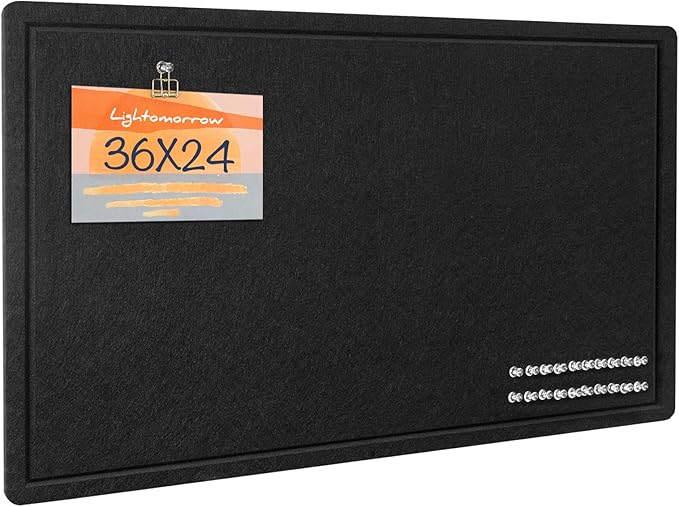 Bulletin Board, 36 x 24 inches Felt Board - Decorative Pin Board, Cork Board Alternative for Wall, 3' x 2' Foldable Picture Board Self-Adhesive Vision Board Prayer Board with 20 Pushpins - Black-DeskLoop Office