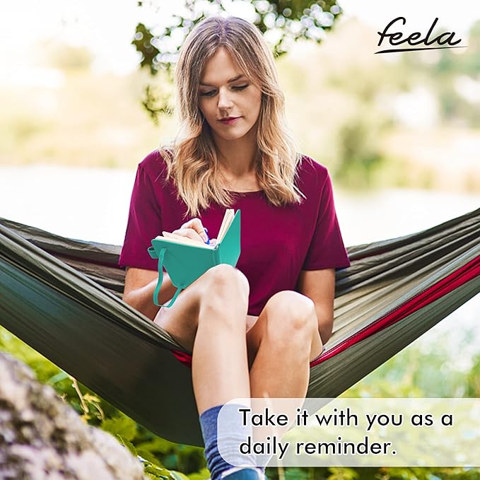 feela 6 Pack Pocket Small Notebooks Bulk, Mini Cute Memo Notepads Hardcover College Ruled Lined Journals with Pen Holder for Women Girls Office School, with 6 Black Pens, 3.5”x 5.5”, A6, Aqua-DeskLoop Office