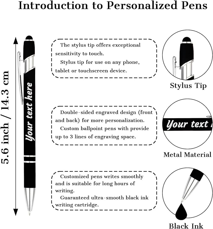Personalized Pens with Name Logo or Message, Up to 1200 pcs Bulk Custom Metal Ballpoint Pen with Black Ink Customized Gift for Business, Graduation and Promotions (Dark Green)-DeskLoop Office