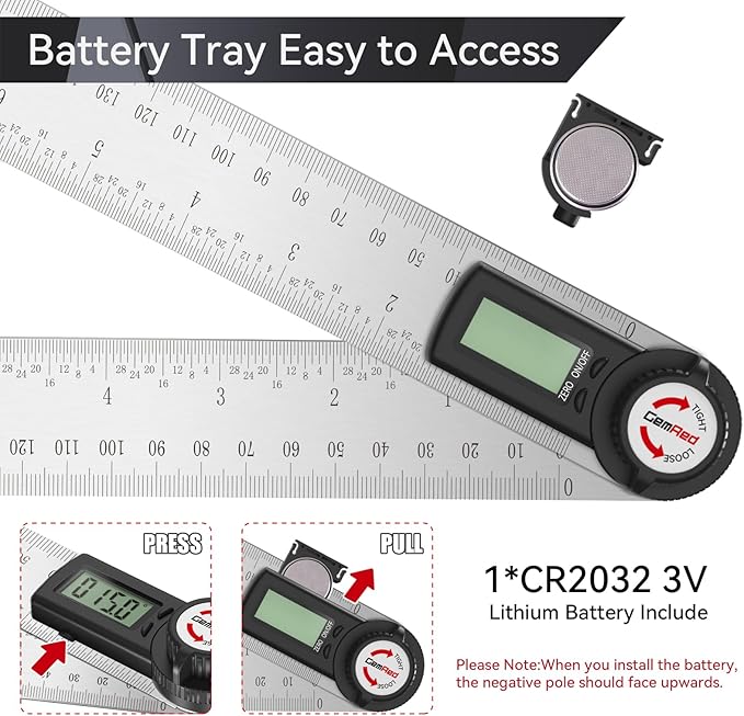 GemRed 82305 Digital Angle Finder Protractor (Stainless steel 300mm)-DeskLoop Office