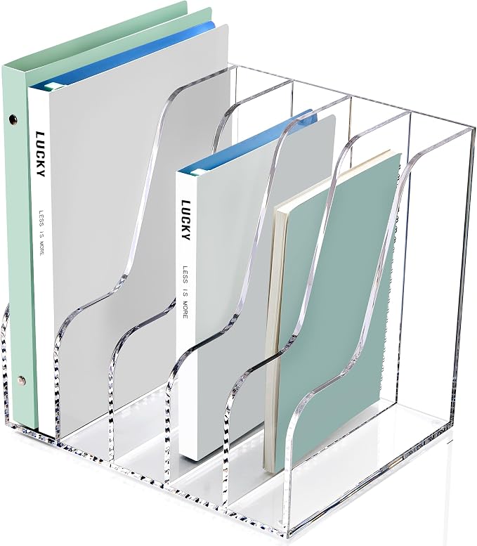 SANRUI Acrylic Desk Organizers, 5 Vertical Compartments A4 Folder Binder - Image 9