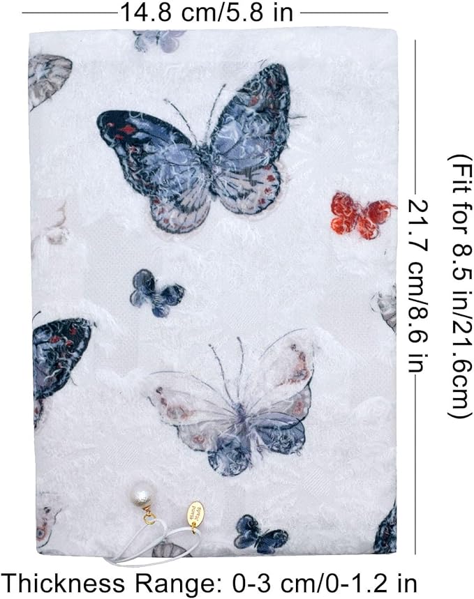 BLBMH Book Covers for Paperbacks Book Cover for Privacy Fit for 5.5x8.5 inch Adjustable Book Jacket Cover for Diary Books Fabric Softcover Protector for Notebook Book Lovers Gifts - Butterfly A 8.5in-DeskLoop Office