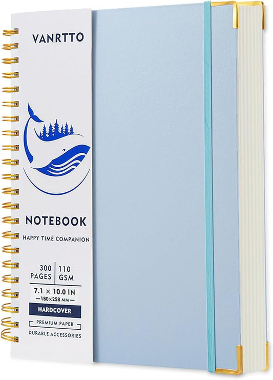 Spiral Notebook, Hardcover B5 College Ruled Notebooks, 300 Pages Notebooks for Work and School, 110 GSM Thick Papers Journals for Writing, Office Supplies for Women and Men Blue B5-DeskLoop Office