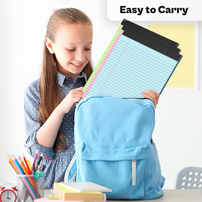 Legal Pads 8.5 x 11, 12 Pack Colored Note Pads 8.5 x 11 Pink Notepad 8.5 x 11 Multi-Color Pink/Green/Blue Writing Pads 8.5 x 11 Lined Paper Pads Wide Ruled Legal Pad Notebook Paper, 30 Sheets per Pad-DeskLoop Office