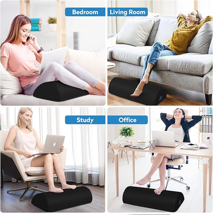StepLively Foot Rest Ergonomic Pillow for Under Desk at Work, Anti-Fatigue Footrest Support Pillow for Fatigue & Pain Relief, Comfortable for Office Chair, Car Seat & Gaming Chair - Black, Large-DeskLoop Office