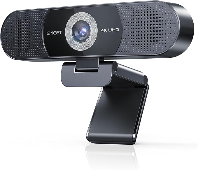 EMEET 3-in-1 4K Webcam with Microphone and Speaker, C980 PRO 60°-98° Wide Angle Webcam w/ 4 Noise Cancel Mics, 2 Speakers, Fixed Focus, Magnetic Privacy Cover, Great for Group and Personal Video Calls-DeskLoop Office