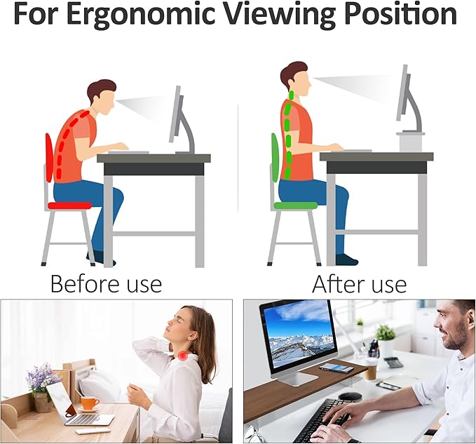 Monitor Stand Riser,Wood & Acrylic Computer Monitor Stand with LED Light,Desk Accessories Desktop Organizer Stand for Computer,Laptop,Printer,PC & TV Screen-DeskLoop Office