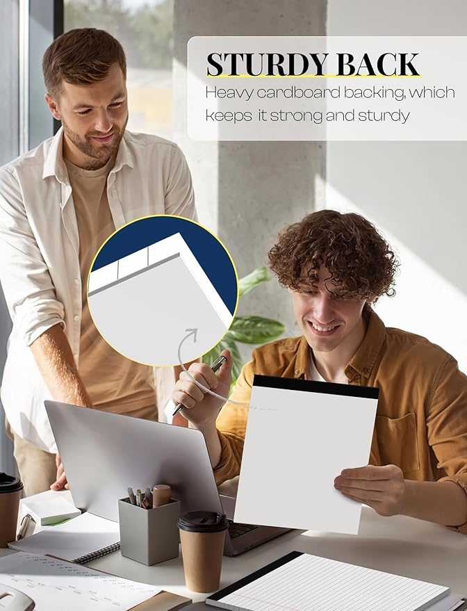 12 Pack Note Pads 8.5 x 11 White Legal Pads 8.5 x 11 Wide Ruled Lined Writing Pads Legal Notepads Legal Ruled White Lined Paper Pads 8.5 x 11 Inch 30 Sheets Per Writing Pad for School, Office, Home-DeskLoop Office