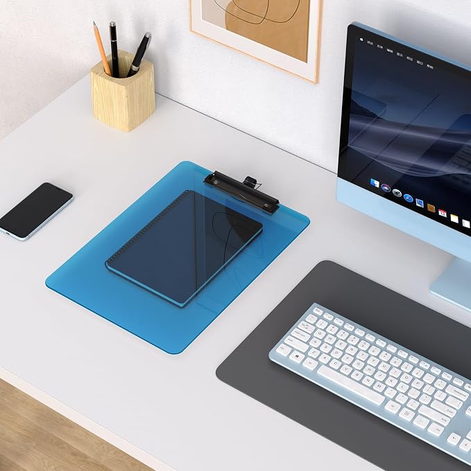 Blue Clipboard with Pen Holder, 8.5 x 11 Clip Board | Black Low Profile Clip - Image 7