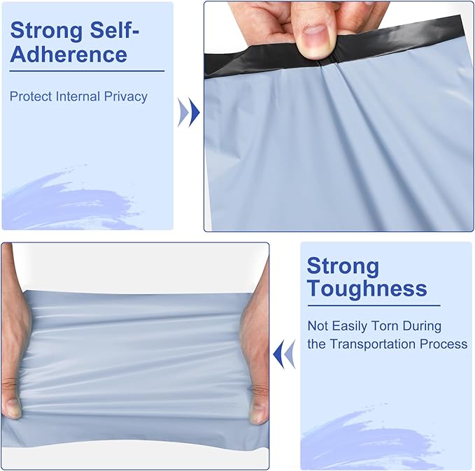 Poly Mailers 10x13 Inch 200 Pcs, Light Blue Shipping Bags, Mailing Envelopes with Self Seal Adhesive Strip, Waterproof and Tear-Proof Poly Bags for Non-Fragile Items-DeskLoop Office