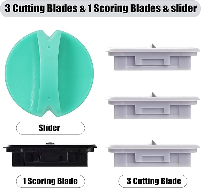 4-Pack Trimmer Replacement Blades for Fiskars Paper Trimmer, Replacement Blade for All Series of Fiskars/Portable&Precision Trimmer,Arts and Crafts,3 Cutting&1 Scoring Blades,Slider,Ice Blue-DeskLoop Office