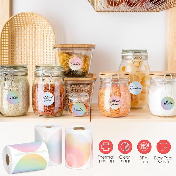 HuiJuKeJi 3 Rolls Thermal Round Label Paper,1.96 "x1.96 Gradient Label Maker Sticker for Phomemo M220/M200/M221/M110 Printer,Multi-Purpose Self-Adhesive Waterproof Labels for Barcode,DIY,Logo,Thanks-DeskLoop Office