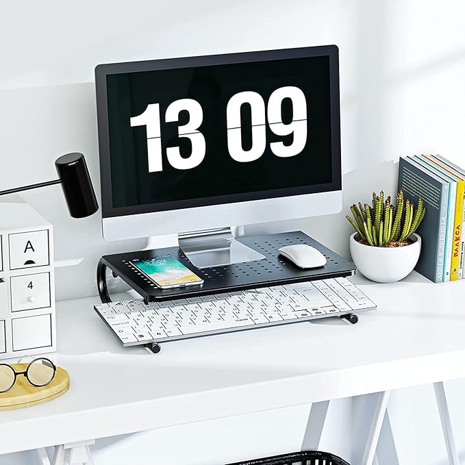 Monitor Stand Riser, Monitor Riser, Laptop Stand for Desk, Laptop Riser, Desk Organizer for Monitor, Laptop Shelf w/Vented for Screen, Computer Stand for Laptop, PC, Printer, for Home & Office-DeskLoop Office