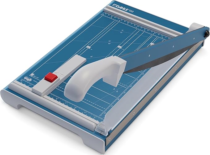 Dahle 533 Professional Guillotine Trimmer, 13" Cut Length, 15 Sheet Capacity, Self-Sharpening, Manual Clamp, German Engineered Paper Cutter-DeskLoop Office