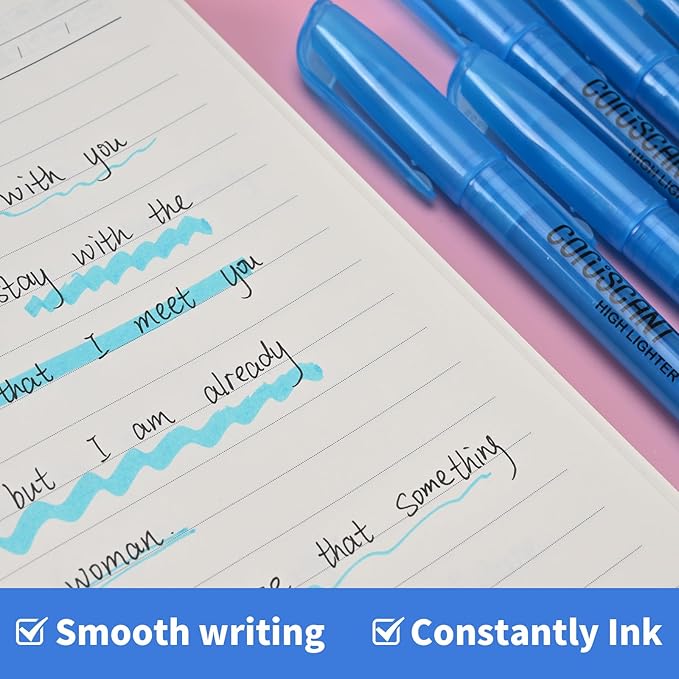 coruscant Blue Highlighters Bright Colors,32 Packs, Chisel Tip Marking, Quick Drying,No Bleed for Teacher Kids Organizing and Coloring in the Home, School, Office-DeskLoop Office