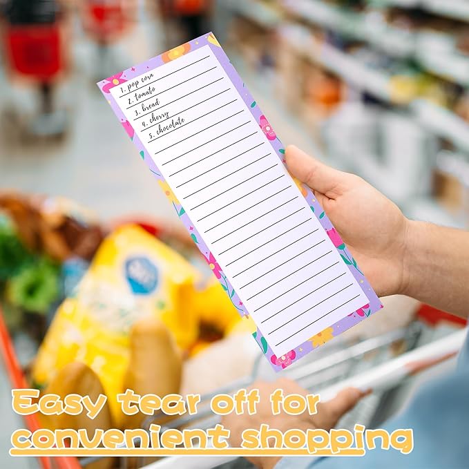 4 Pack Magnetic Note Pad for Fridge with Pen Holder, Totally 200 Sheets Grocery List Magnet Pad for Refrigerator Magnetic Shopping List Pad(Floral Design)-DeskLoop Office