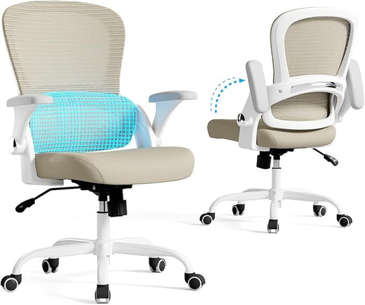 TRALT Office Chair - Ergonomic Office Chair with Back Support, Home Office Desk Chairs, Comfy Desk Chair, Computer Chair, 330lbs Wide Seat Big and Tall Office Chairs for Office Workers (Beige)-DeskLoop Office