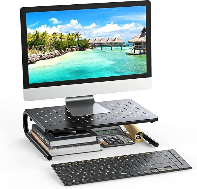 HUANUO Monitor Riser for Desk, Desk Organizer, Laptop Shelf w/Vented for Screen - Image 7