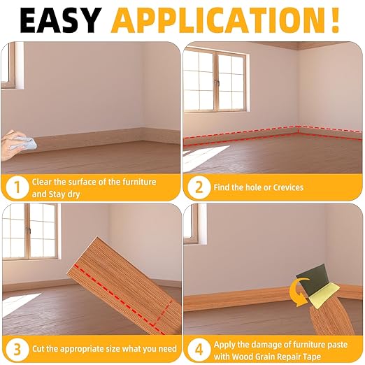 GSCIT Club Wood Grain Repair Tape, 2.4 inch X 100ft Self Adhesive Red Oak Grain Repair Patch for Tables, Chairs, Baseboards, Doors, Windows, Floors, Handicraft DIY.-DeskLoop Office