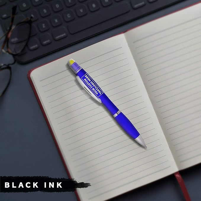 DISCOUNT PROMOS 100 Marathon Gel Highlighter Pens Pack - Customizable Text, Logo - Twist Mechanism, Ballpoint - Blue-DeskLoop Office