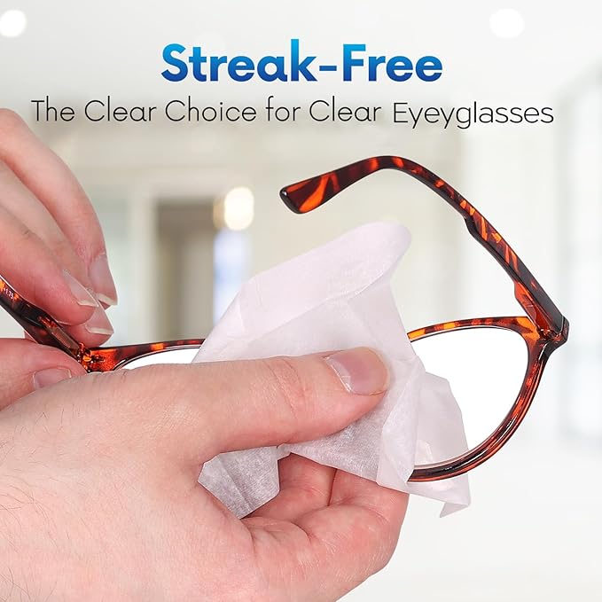 Lens Wipes for Eyeglasses - Pre-moistened Eyeglass Lens Cleaning Wipes - 500 Lens Wipes Individually Wrapped Sracth-Free Streak-Free Eye Glasses Wipes Lens Cleaner for Sunglass & Camera Lens