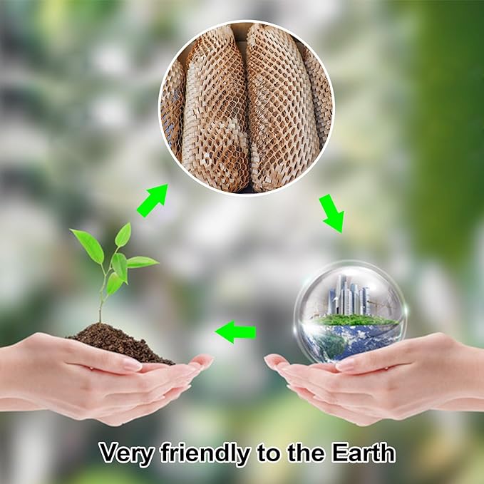BOMEI PACK Honeycomb Packing Paper Wrap 12"x 164' Recycled Bubble Cushioning Bags Rolls Friendly Transportation and Handling Bags Packing Supplies Materials-DeskLoop Office