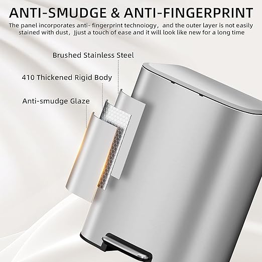 KUK 5.3 Gallon Kitchen Trash Can with Lid, Heavy Duty Hands-Free Stainless Steel Commercial Step Trash Bin with Removable Inner Bucket, Pedal Rubbish Bin for Home Office and Kitchen, 20L/5.3Gal-DeskLoop Office