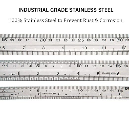 ZZTX Metal Straight Edge Ruler Set - Stainless Steel 6 Inch, 12 Inch, 16 Inch - Bulk Set of 3-DeskLoop Office
