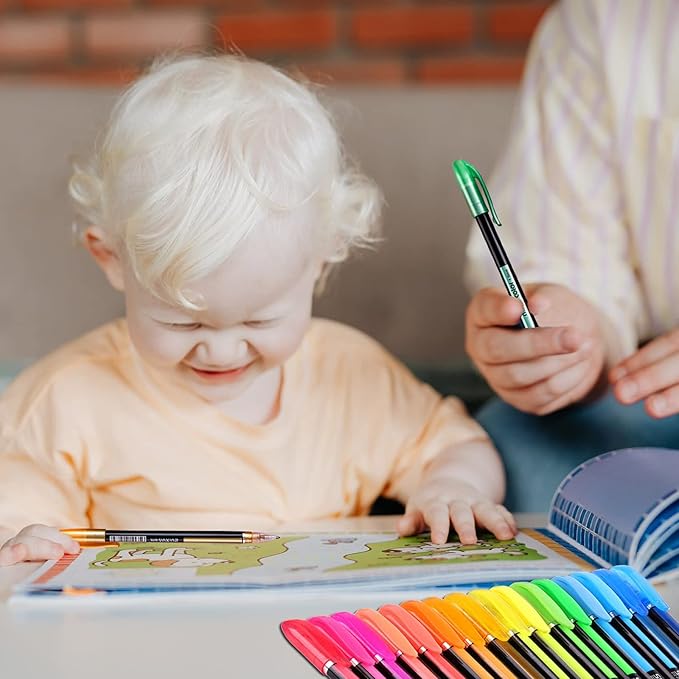 Lemical 48pcs Gel Ink Pens - 4 Types (12 Pastel, 12 Neon, 12 Metallic, 12 Glitter) Colors Drawing Pens for Greeting Cards, Coloring Books, Office Art-DeskLoop Office