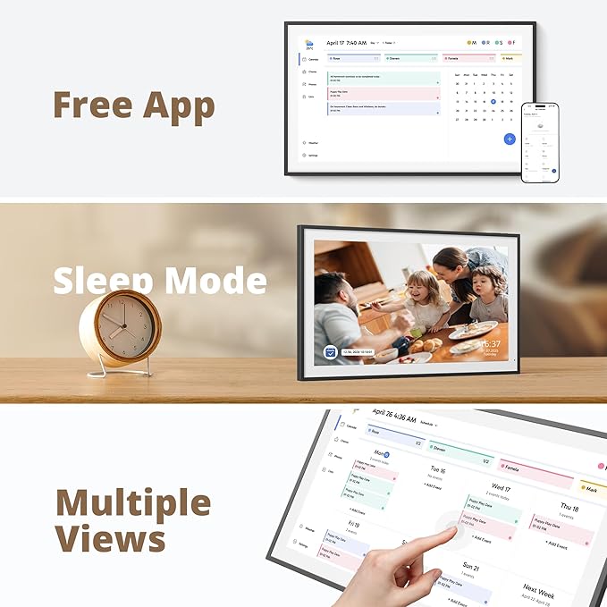 Dragon Touch 21.5" Digital Calendar Chore Chart – 1080P Full HD Interactive Touchscreen, Smart Family Planner, Hearth Display Digital Calendar Wall & Desk Mountable for Seamless Scheduling Black-DeskLoop Office