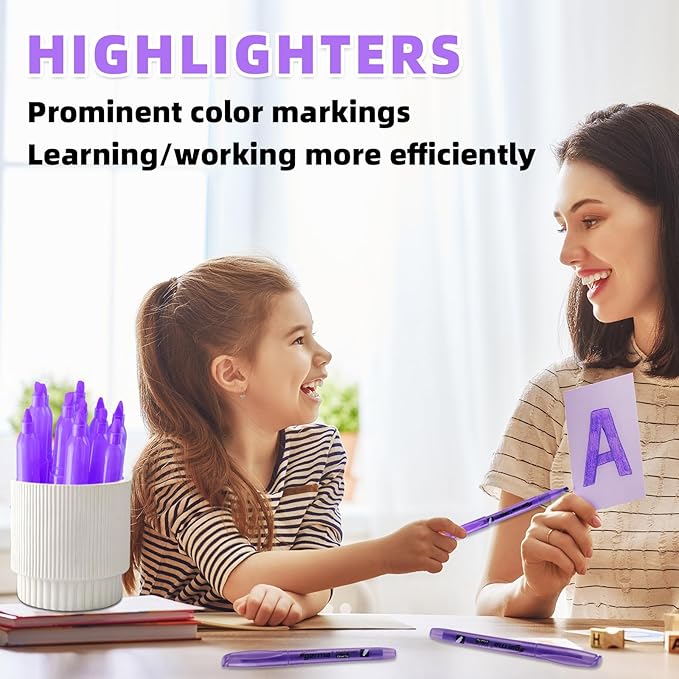 Purple Highlighters, 36 Pack, Chisel Tip Highlighter Pack, Quickly Drying, Perfect for Students Kids Adults Classroom, Office, School Supplies-DeskLoop Office