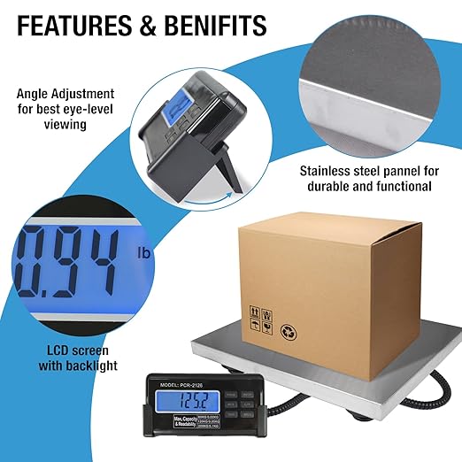 Large 440lbs Shipping Scale, 15"X 12" Platform Heavy Duty Stainless Steel Platform for Postal Industrial Floor Business Office Home Warehouse Package Luggage-DeskLoop Office