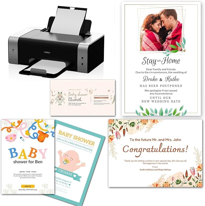 5x7 Blank White Cardstock Paper (Set of 50) Thick Paper - 80lb Flat Cards Stock Printer Paper for Make Your Own DIY Invitations, Note, Greeting, Table Cards - Writing, Stamping,Painting, Drawing-DeskLoop Office