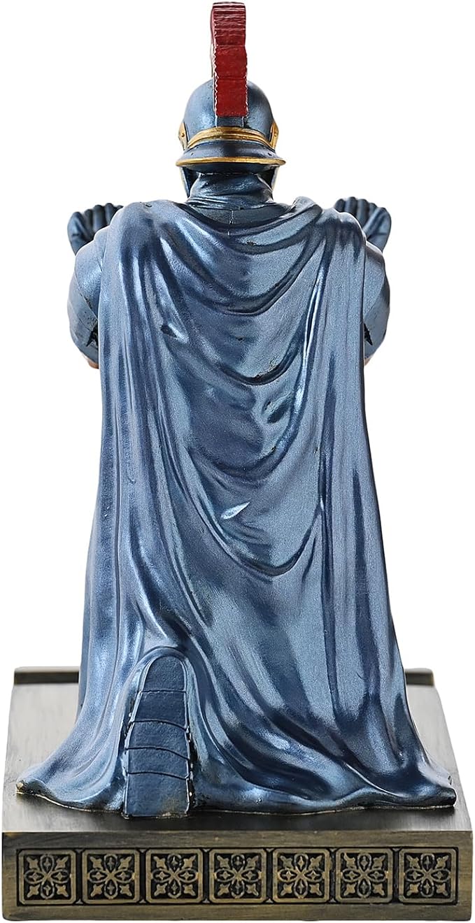 Roman Praetorian Prefect Warrior Knight Pen Holder Desk Ornament Resin Praetorian Guard Mobile Phone Stand Desk Accessories and Organizer for Office with a Letter Opener (Blue)-DeskLoop Office