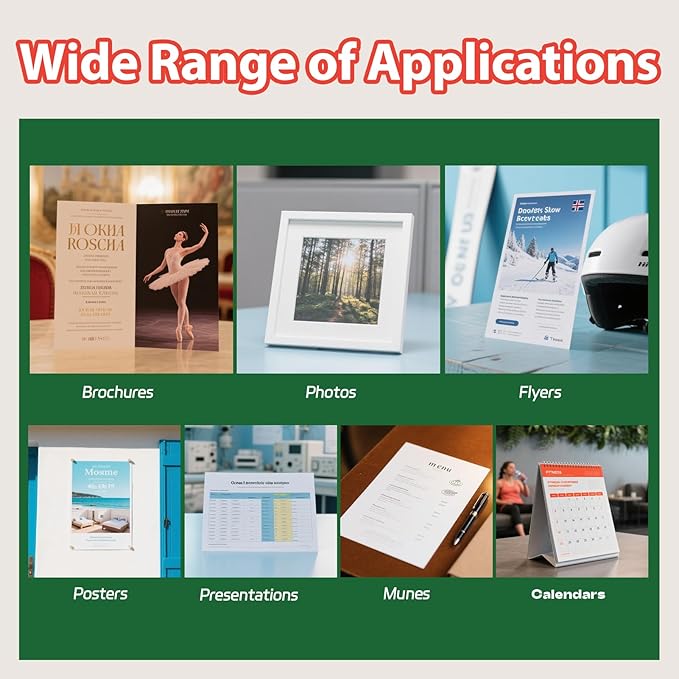 Uinkit 180gsm Glossy Photo Paper 11x14 Inches - 100 Sheets for Dye Ink | Quick Dry, No Smudging | Single-Sided Pro Finish, Thick 48lb No Curling-DeskLoop Office