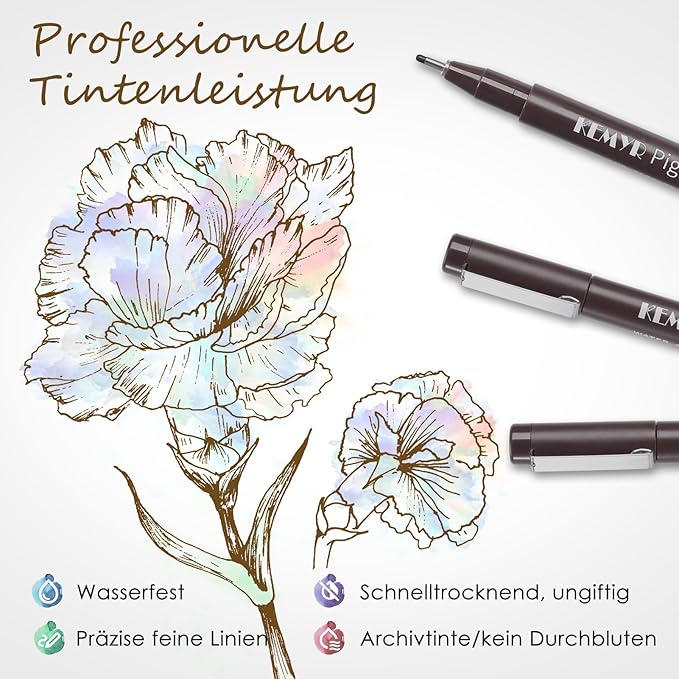 10 Micro Fine liner Drawing Art Pens Calligraphy Pens: 0.05mm-1.0mm Size Art supplies Waterproof Archival brown Ink Markers For Artists,Use for Professional Watercolor,Sketching-DeskLoop Office