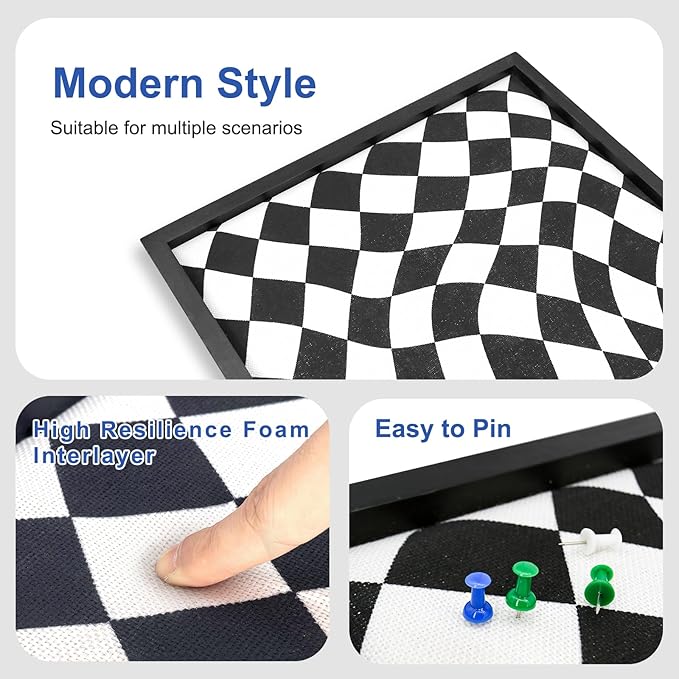 Cork Bulletin Board with Decorative Black and White Linen – 20x20 Inch Square Pin Board for Walls, Girls Vision Board for Organizing Notes, Photos & Reminders, Perfect for Office & Home-DeskLoop Office