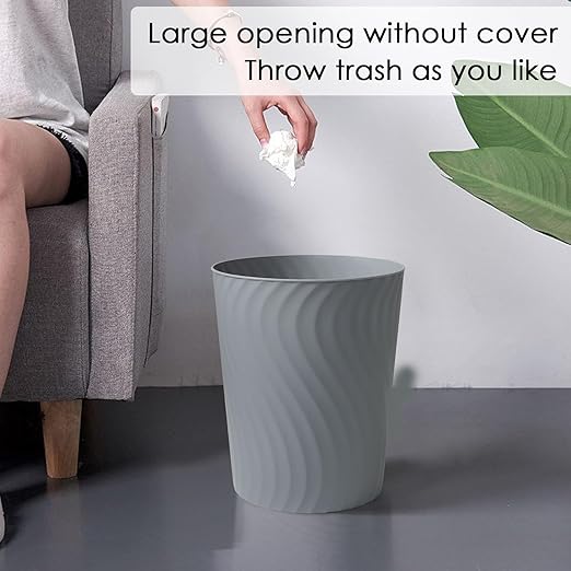 YGJT Small Trash Can, 3 Pack 1.8 Gallons Bathroom Trash Can, Slim Waste Basket, Round Garbage Can, Plastic Trash Bin for Kitchen, Dorm, Bedroom, Office, Living Room, Study, Compact Spaces(Grey)-DeskLoop Office