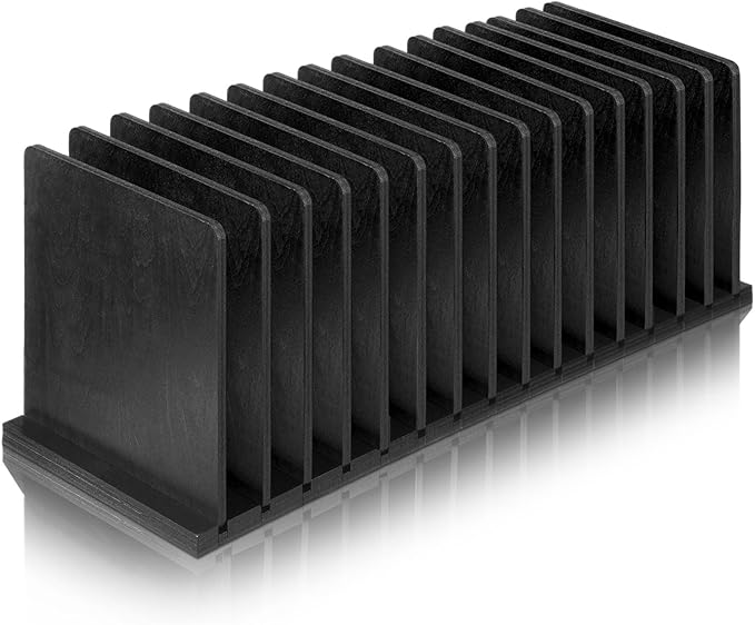 Desk Mail Organizer Wood File Holders 15 Slots Desk Organizer Countertop Letter Sorter Desktop Mail Paper Holder Folder Filing Cell Phone Document Storage Tray(Black)-DeskLoop Office